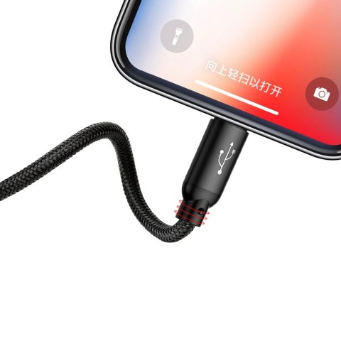 Wytrzymały przewód kabel 3w1 USB microUSB Iphone Lightning USB-C 3.5A 1.2M czarny Wytrzymały przewód kabel 3w1 USB microUSB Iphone Lightning USB-C 3.5A 1.2M czarny