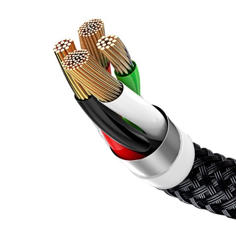 Wytrzymały przewód kabel 3w1 USB microUSB Iphone Lightning USB-C 3.5A 1.2M czarny Wytrzymały przewód kabel 3w1 USB microUSB Iphone Lightning USB-C 3.5A 1.2M czarny