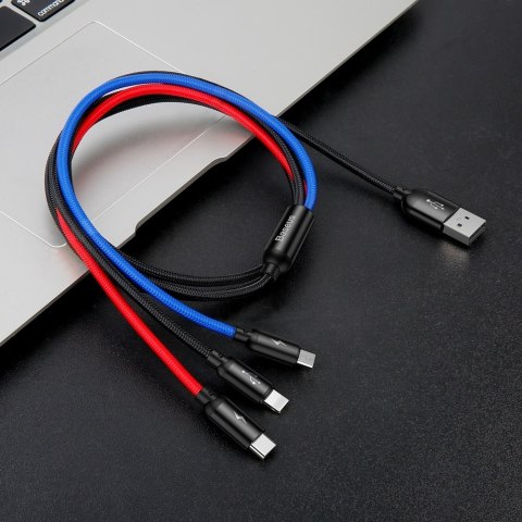 Wytrzymały przewód kabel 3w1 USB microUSB Iphone Lightning USB-C 3.5A 1.2M czarny Wytrzymały przewód kabel 3w1 USB microUSB Iphone Lightning USB-C 3.5A 1.2M czarny