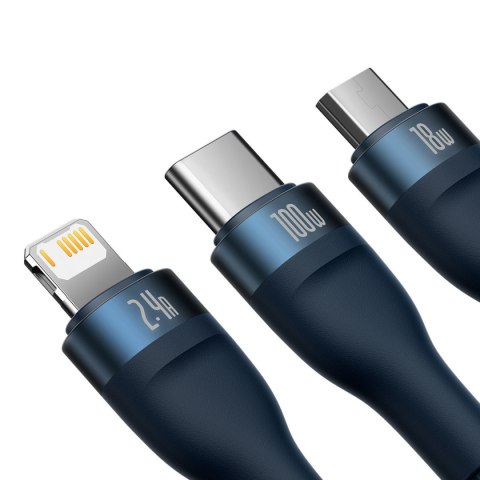 Flash Series II kabel USB USB-C Iphone Lightning microUSB 100W 1.2m niebieski Flash Series II kabel USB USB-C Iphone Lightning microUSB 100W 1.2m niebieski