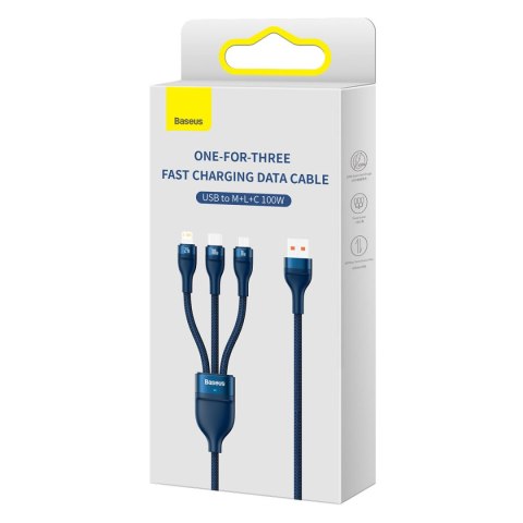 Flash Series II kabel USB USB-C Iphone Lightning microUSB 100W 1.2m niebieski Flash Series II kabel USB USB-C Iphone Lightning microUSB 100W 1.2m niebieski