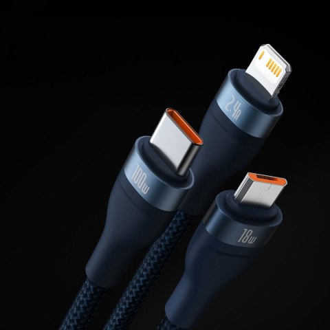 Flash Series II kabel USB USB-C Iphone Lightning microUSB 100W 1.2m niebieski Flash Series II kabel USB USB-C Iphone Lightning microUSB 100W 1.2m niebieski