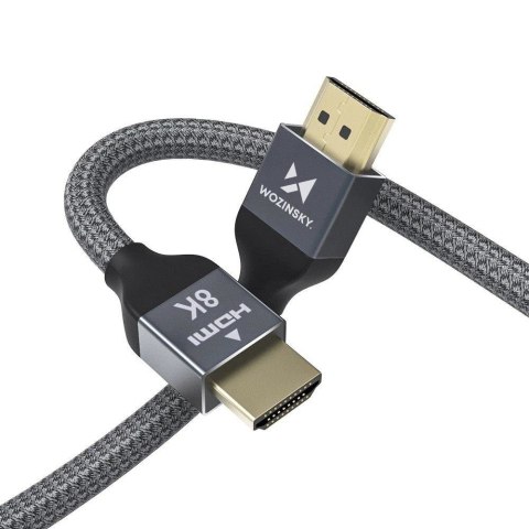 Kabel przewód HDMI 2.1 8K 60 Hz 48 Gbps 4K 120 Hz 2K 144 Hz 5 m srebrny Kabel przewód HDMI 2.1 8K 60 Hz 48 Gbps 4K 120 Hz 2K 144 Hz 5 m srebrny
