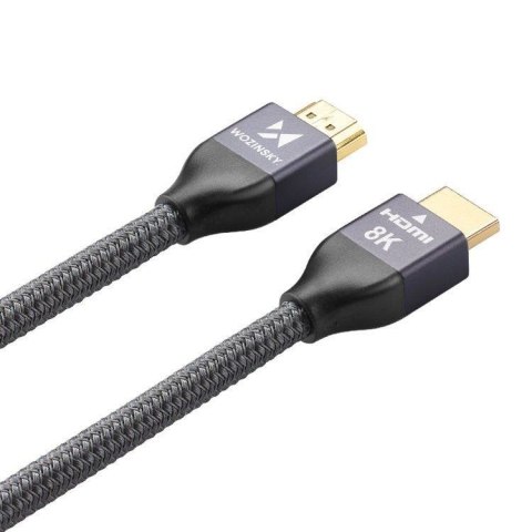 Kabel przewód HDMI 2.1 8K 60 Hz 48 Gbps 4K 120 Hz 2K 144 Hz 5 m srebrny Kabel przewód HDMI 2.1 8K 60 Hz 48 Gbps 4K 120 Hz 2K 144 Hz 5 m srebrny