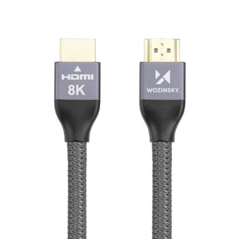 Kabel przewód HDMI 2.1 8K 60 Hz 48 Gbps 4K 120 Hz 2K 144 Hz 5 m srebrny Kabel przewód HDMI 2.1 8K 60 Hz 48 Gbps 4K 120 Hz 2K 144 Hz 5 m srebrny
