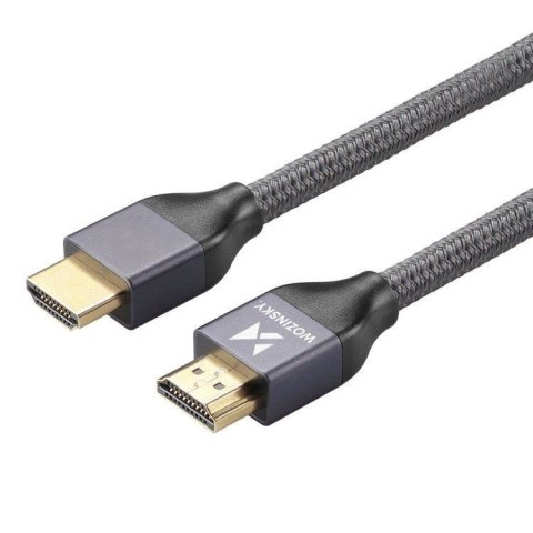 Kabel przewód HDMI 2.1 8K 60 Hz 48 Gbps 4K 120 Hz 2K 144 Hz 5 m srebrny Kabel przewód HDMI 2.1 8K 60 Hz 48 Gbps 4K 120 Hz 2K 144 Hz 5 m srebrny