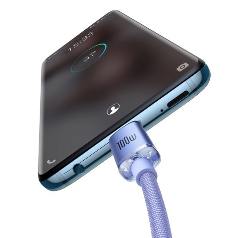 Kabel przewód do szybkiego ładowania i transferu danych USB-C USB-C 100W 2m fioletowy Kabel przewód do szybkiego ładowania i transferu danych USB-C USB-C 100W 2m fioletowy