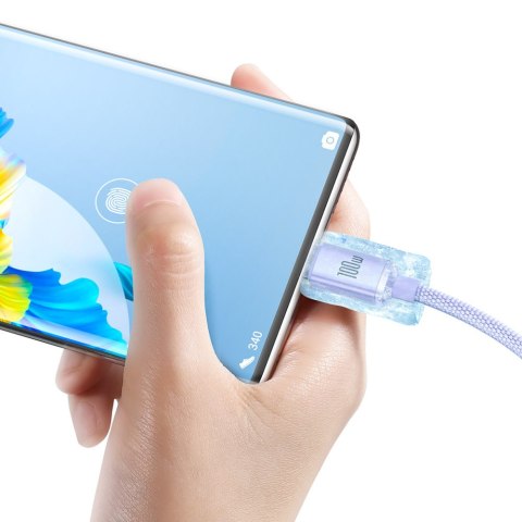 Kabel przewód do szybkiego ładowania i transferu danych USB USB-C 100W 2m fioletowy Kabel przewód do szybkiego ładowania i transferu danych USB USB-C 100W 2m fioletowy