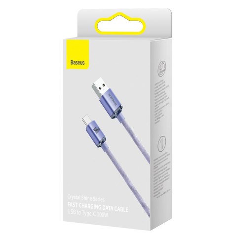 Kabel przewód do szybkiego ładowania i transferu danych USB USB-C 100W 2m fioletowy Kabel przewód do szybkiego ładowania i transferu danych USB USB-C 100W 2m fioletowy