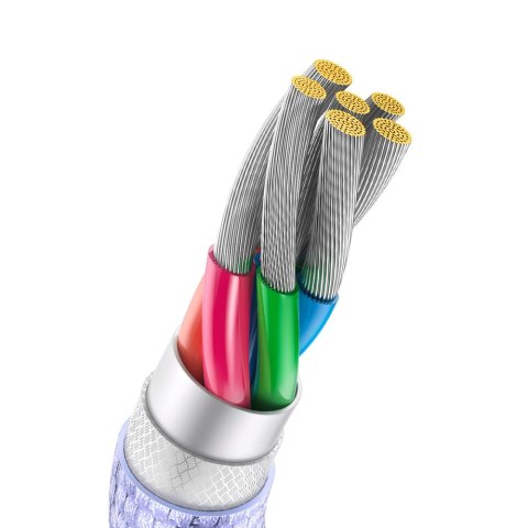 Kabel przewód do szybkiego ładowania i transferu danych USB USB-C 100W 2m fioletowy Kabel przewód do szybkiego ładowania i transferu danych USB USB-C 100W 2m fioletowy