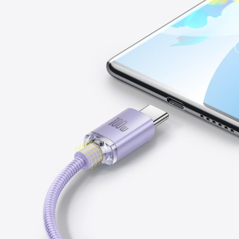 Kabel przewód do szybkiego ładowania i transferu danych USB USB-C 100W 2m fioletowy Kabel przewód do szybkiego ładowania i transferu danych USB USB-C 100W 2m fioletowy