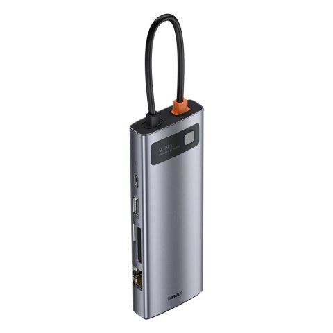 Wielofunkcyjny HUB 9w1 USB-C 3xUSB 3.2 PD VGA Full HD HDMI 4K czytnik kart TF i SD RJ45 szary Wielofunkcyjny HUB 9w1 USB-C 3xUSB 3.2 PD VGA Full HD HDMI 4K czytnik kart TF i SD RJ45 szary