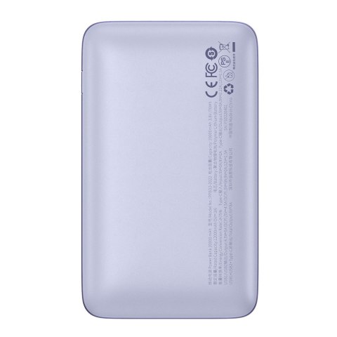 Powerbank Bipow Pro 20000mAh 22.5W z kablem USB USB-C 0.3m fioletowy Powerbank Bipow Pro 20000mAh 22.5W z kablem USB USB-C 0.3m fioletowy