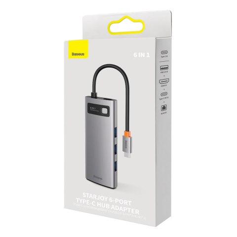 StarJoy HUB 6w1 USB-C 3xUSB HDMI RJ45 PD szary StarJoy HUB 6w1 USB-C 3xUSB HDMI RJ45 PD szary