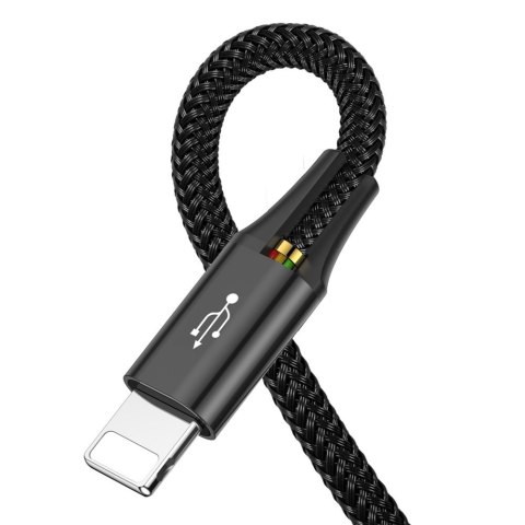 Kabel przewód USB 4w1 2 x Iphone Lightning USB-C microUSB w nylonowym oplocie 3.5A 1.2m czarny Kabel przewód USB 4w1 2 x Iphone Lightning USB-C microUSB w nylonowym oplocie 3.5A 1.2m czarny