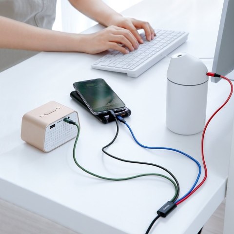 Kabel przewód USB 4w1 2 x Iphone Lightning USB-C microUSB w nylonowym oplocie 3.5A 1.2m czarny Kabel przewód USB 4w1 2 x Iphone Lightning USB-C microUSB w nylonowym oplocie 3.5A 1.2m czarny