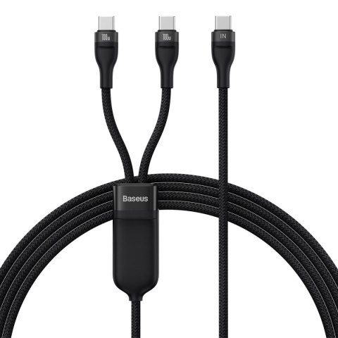 Kabel przewód do szybkiego ładowania Flash Series 2w1 USB-C 2xUSB-C 100W 1.5m czarny Kabel przewód do szybkiego ładowania Flash Series 2w1 USB-C 2xUSB-C 100W 1.5m czarny