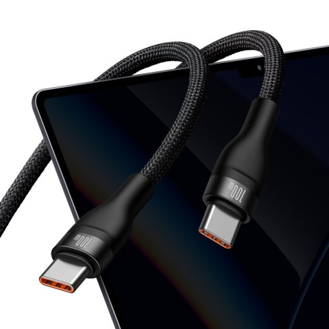 Kabel przewód do szybkiego ładowania Flash Series 2w1 USB-C 2xUSB-C 100W 1.5m czarny Kabel przewód do szybkiego ładowania Flash Series 2w1 USB-C 2xUSB-C 100W 1.5m czarny