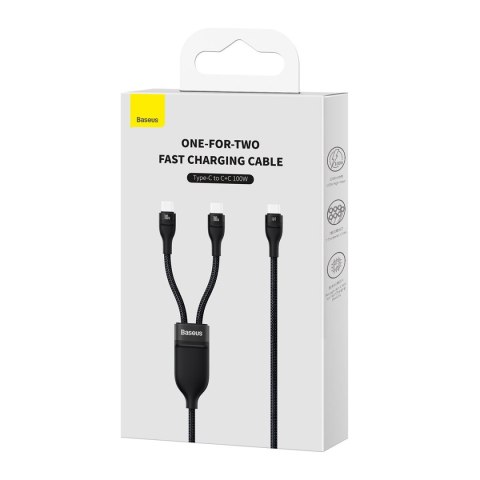 Kabel przewód do szybkiego ładowania Flash Series 2w1 USB-C 2xUSB-C 100W 1.5m czarny Kabel przewód do szybkiego ładowania Flash Series 2w1 USB-C 2xUSB-C 100W 1.5m czarny