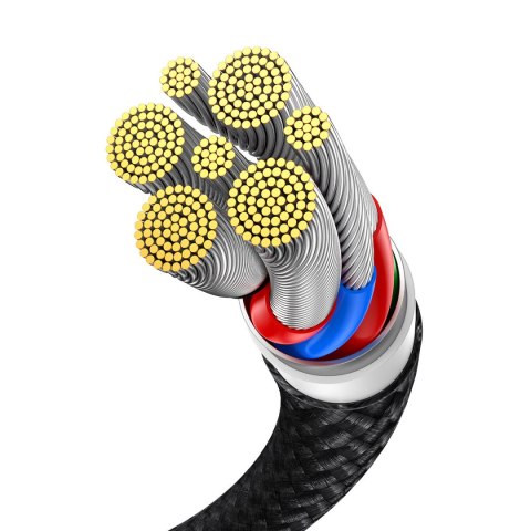 Kabel przewód do szybkiego ładowania Flash Series 2w1 USB-C 2xUSB-C 100W 1.5m czarny Kabel przewód do szybkiego ładowania Flash Series 2w1 USB-C 2xUSB-C 100W 1.5m czarny