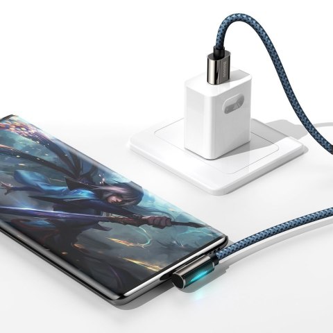 Legendary kątowy kabel przewód dla graczy USB USB-C 66W 2m niebieski Legendary kątowy kabel przewód dla graczy USB USB-C 66W 2m niebieski