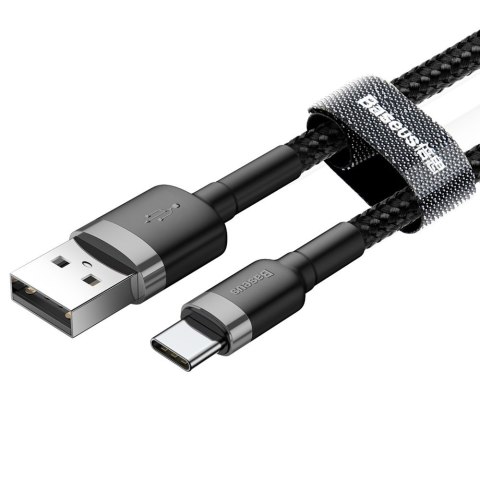Wytrzymały elastyczny kabel przewód USB USB-C QC3.0 2A 2M czarno-szary Wytrzymały elastyczny kabel przewód USB USB-C QC3.0 2A 2M czarno-szary