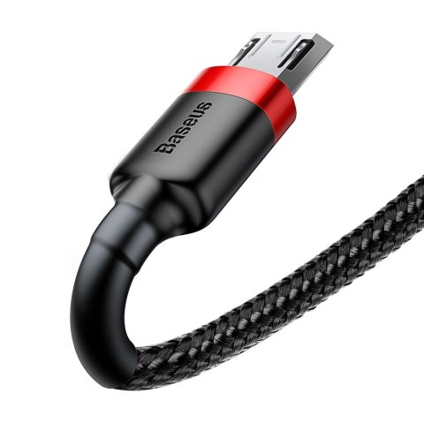 Wytrzymały elastyczny kabel przewód USB microUSB 1.5A 2M czarno-czerwony Wytrzymały elastyczny kabel przewód USB microUSB 1.5A 2M czarno-czerwony