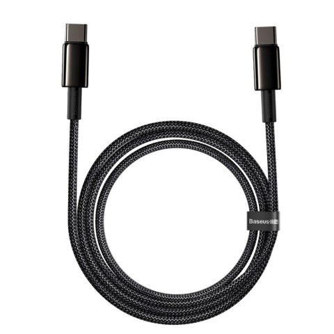 Kabel przewód USB-C - USB-C szybkie ładowanie 100W 2m - cały czarny Kabel przewód USB-C - USB-C szybkie ładowanie 100W 2m - cały czarny