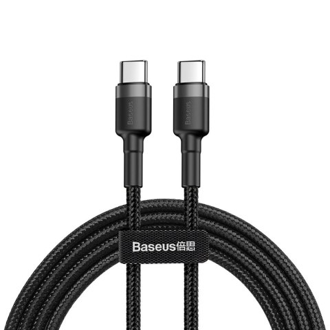 Wytrzymały kabel przewód w oplocie USB-C do USB-C QC3 2m - czarno-szary Wytrzymały kabel przewód w oplocie USB-C do USB-C QC3 2m - czarno-szary