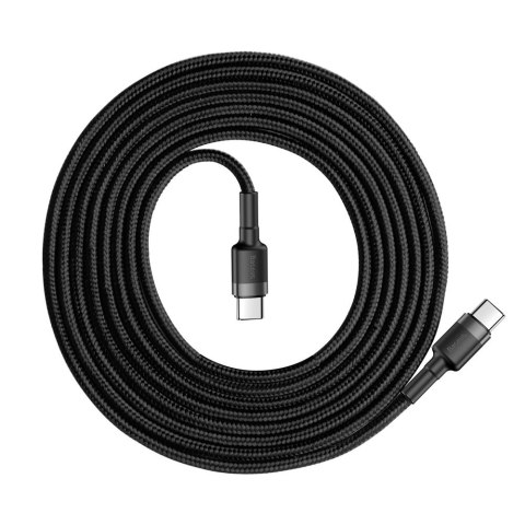 Wytrzymały kabel przewód w oplocie USB-C do USB-C QC3 2m - czarno-szary Wytrzymały kabel przewód w oplocie USB-C do USB-C QC3 2m - czarno-szary