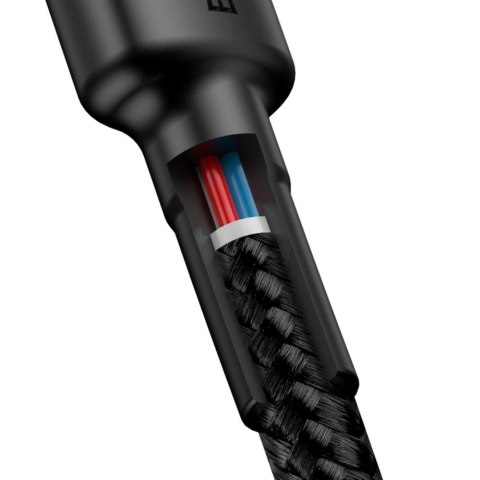 Wytrzymały kabel przewód w oplocie USB-C do USB-C QC3 2m - czarno-szary Wytrzymały kabel przewód w oplocie USB-C do USB-C QC3 2m - czarno-szary