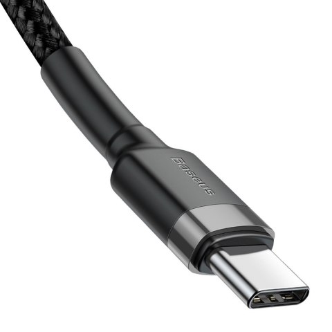 Wytrzymały kabel przewód w oplocie USB-C do USB-C QC3 2m - czarno-szary Wytrzymały kabel przewód w oplocie USB-C do USB-C QC3 2m - czarno-szary