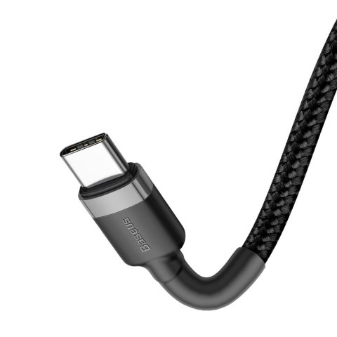 Wytrzymały kabel przewód w oplocie USB-C do USB-C QC3 2m - czarno-szary Wytrzymały kabel przewód w oplocie USB-C do USB-C QC3 2m - czarno-szary