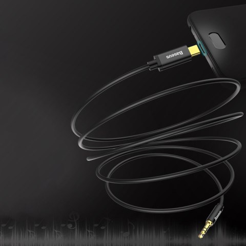 Kabel audio stereo przejścióka AUX 3.5mm Mini Jack - USB-C 120cm - czarny Kabel audio stereo przejścióka AUX 3.5mm Mini Jack - USB-C 120cm - czarny