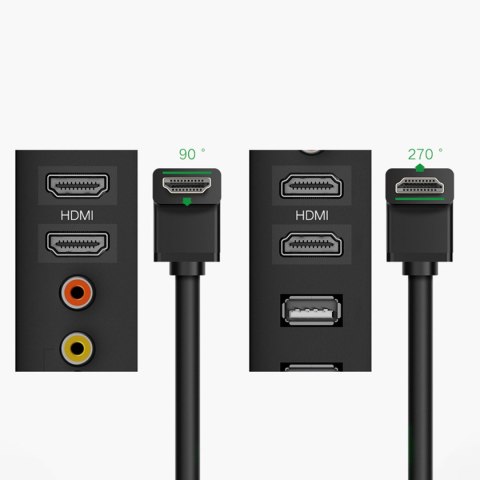 Kabel przewód kątowy 90 HDMI 4K 30Hz 1m - czarny Kabel przewód kątowy 90 HDMI 4K 30Hz 1m - czarny
