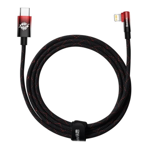 Kabel przewód kątowy MVP 2 z bocznym wtykiem USB-C / iPhone Lightning 2m - czerwony Kabel przewód kątowy MVP 2 z bocznym wtykiem USB-C / iPhone Lightning 2m - czerwony