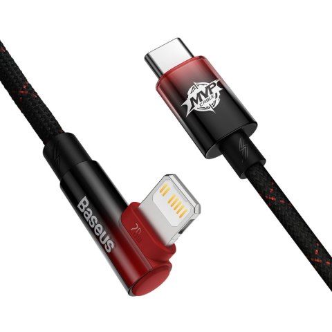 Kabel przewód kątowy MVP 2 z bocznym wtykiem USB-C / iPhone Lightning 2m - czerwony Kabel przewód kątowy MVP 2 z bocznym wtykiem USB-C / iPhone Lightning 2m - czerwony