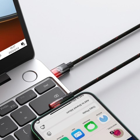 Kabel przewód kątowy MVP 2 z bocznym wtykiem USB-C / iPhone Lightning 2m - czerwony Kabel przewód kątowy MVP 2 z bocznym wtykiem USB-C / iPhone Lightning 2m - czerwony