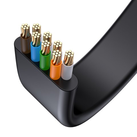 Kabel sieciowy płaski Patchcord RJ45 Speed Six 1000Mbps 15m - czarny Kabel sieciowy płaski Patchcord RJ45 Speed Six 1000Mbps 15m - czarny