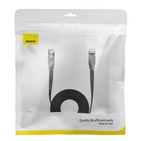 Kabel sieciowy płaski Patchcord RJ45 Speed Six 1000Mbps 15m - czarny Kabel sieciowy płaski Patchcord RJ45 Speed Six 1000Mbps 15m - czarny