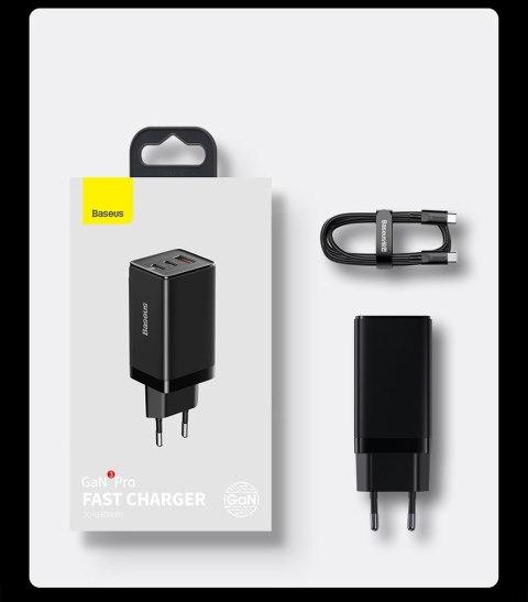 Szybka uniwersalna ładowarka sieciowa GaN3 PRO 2x USB-C / USB + kabel USB-C 65W - biały Szybka uniwersalna ładowarka sieciowa GaN3 PRO 2x USB-C / USB + kabel USB-C 65W - biały