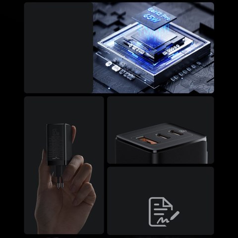 Szybka uniwersalna ładowarka sieciowa GaN3 PRO 2x USB-C / USB + kabel USB-C 65W - biały Szybka uniwersalna ładowarka sieciowa GaN3 PRO 2x USB-C / USB + kabel USB-C 65W - biały