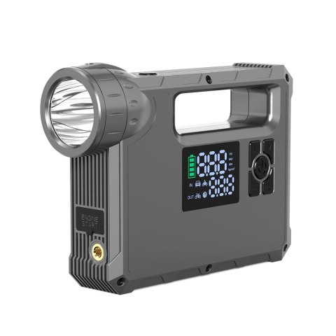 4w1 Rozruch auta Jump Starter + powerbank 8000mAh + kompresor + latarka LED - czarny 4w1 Rozruch auta Jump Starter + powerbank 8000mAh + kompresor + latarka LED - czarny