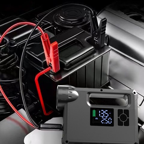 4w1 Rozruch auta Jump Starter + powerbank 8000mAh + kompresor + latarka LED - czarny 4w1 Rozruch auta Jump Starter + powerbank 8000mAh + kompresor + latarka LED - czarny