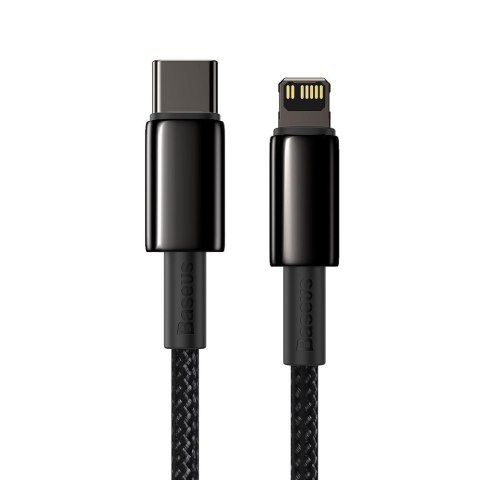 Kabel przewód do iPhone USB-C - Lightning szybkie ładowanie 20W 1m - cały czarny Kabel przewód do iPhone USB-C - Lightning szybkie ładowanie 20W 1m - cały czarny