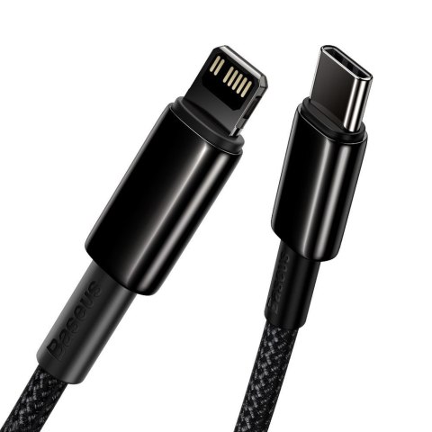 Kabel przewód do iPhone USB-C - Lightning szybkie ładowanie 20W 1m - cały czarny Kabel przewód do iPhone USB-C - Lightning szybkie ładowanie 20W 1m - cały czarny