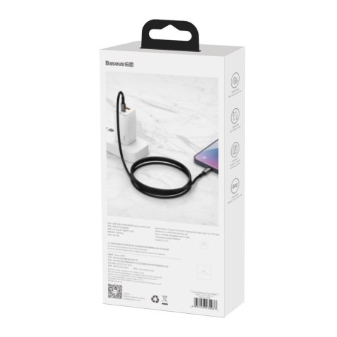 Kabel przewód do iPhone USB-C - Lightning szybkie ładowanie 20W 1m - cały czarny Kabel przewód do iPhone USB-C - Lightning szybkie ładowanie 20W 1m - cały czarny
