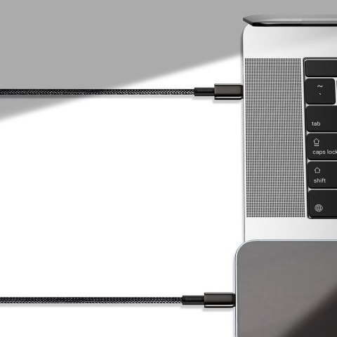 Kabel przewód do iPhone USB-C - Lightning szybkie ładowanie 20W 1m - cały czarny Kabel przewód do iPhone USB-C - Lightning szybkie ładowanie 20W 1m - cały czarny