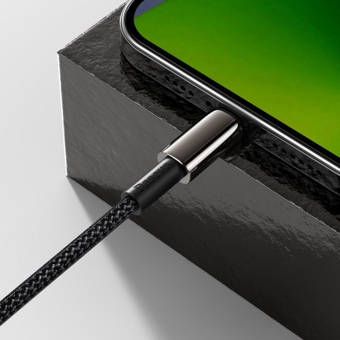 Kabel przewód do iPhone USB-C - Lightning szybkie ładowanie 20W 1m - cały czarny Kabel przewód do iPhone USB-C - Lightning szybkie ładowanie 20W 1m - cały czarny