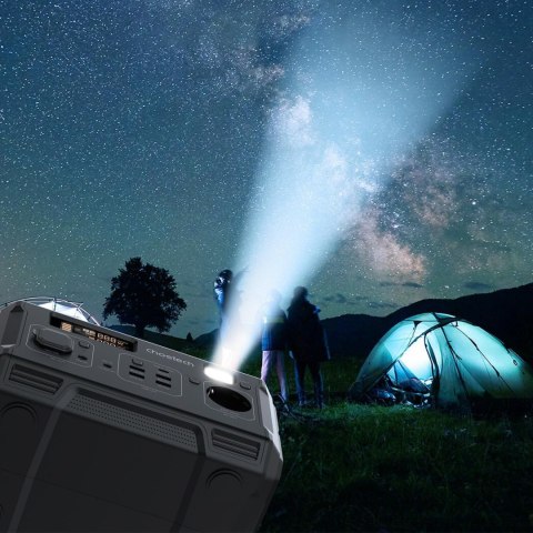 Przenośna turystyczna stacja zasilania powerbank 281Wh 300W LED - czarna Przenośna turystyczna stacja zasilania powerbank 281Wh 300W LED - czarna